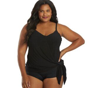 NWT Black Magicsuit Plus Size Surplice Underwire Side Tie Alex Tankini Top Sz 18